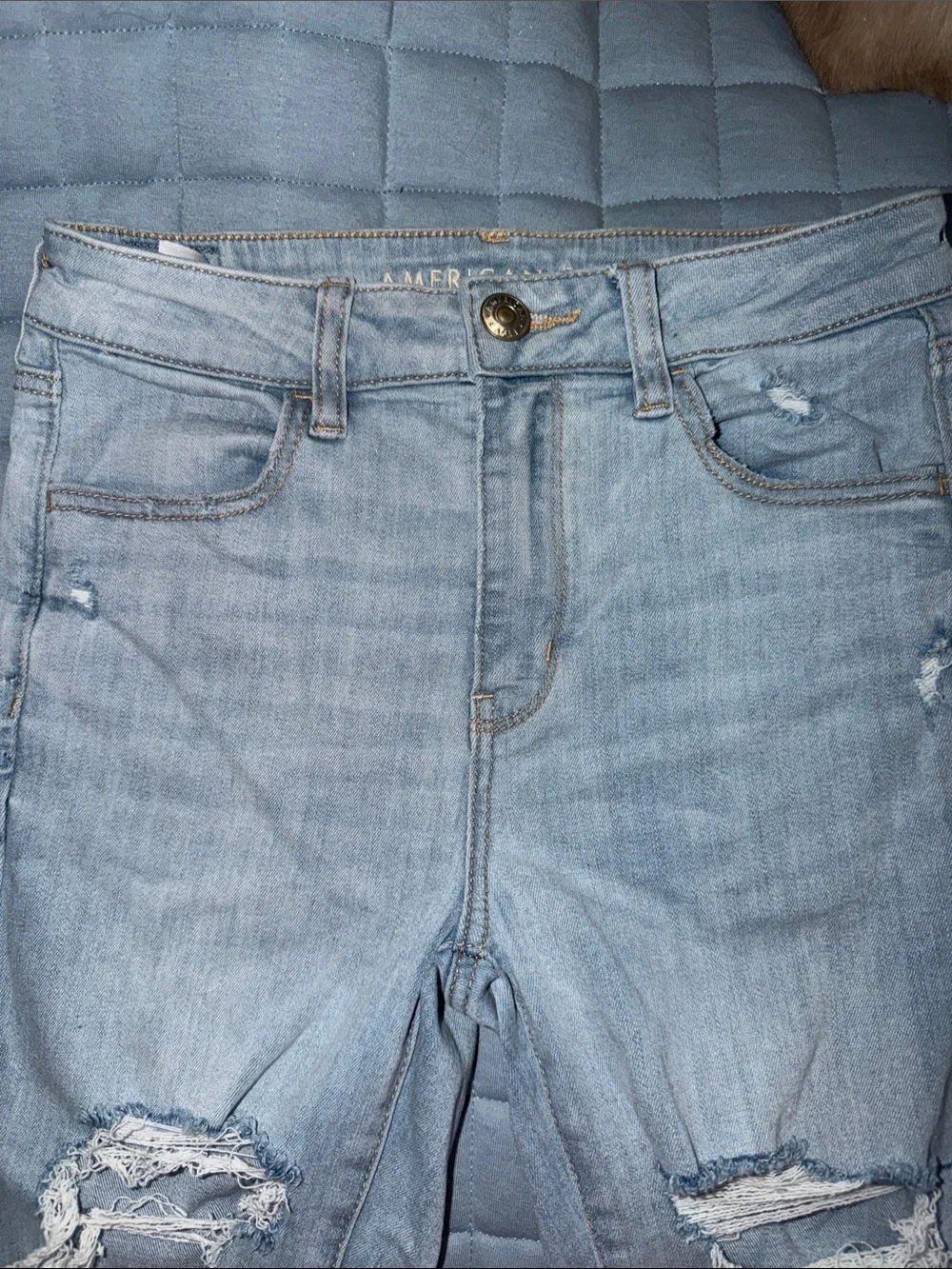 American Eagle Outfitters Light Blue Distressed Skinny Jeans - Picture 2 of 5